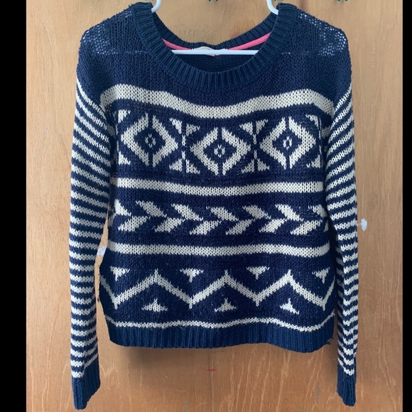 Blue And Cream Juniors Sweater 